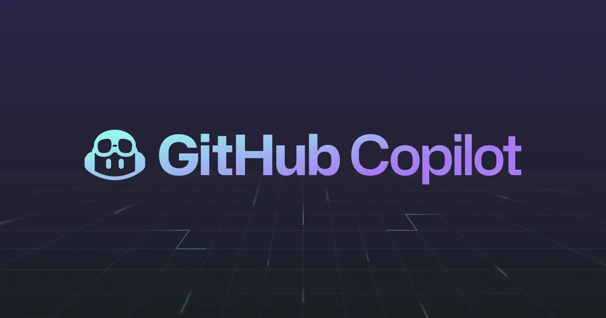 GitHub Copilot Logo auf einem Coding-Hintergrund