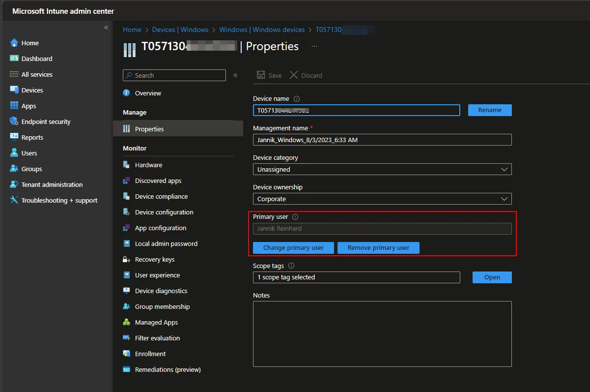 Primären Benutzer von Intune-Geräten mit PowerShell entfernen (Umwandlung in ein gemeinsam genutztes Gerät)