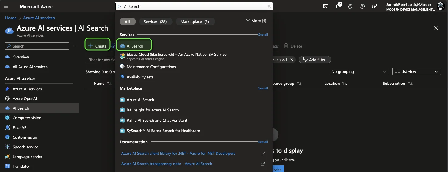 Azure AI Search: Eine leistungsstarke KI-gestützte Suchmaschine bereitstellen
