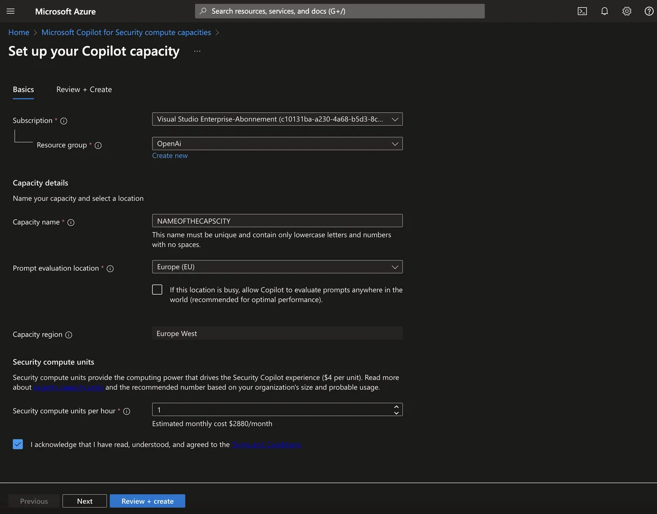 Microsoft Copilot for Security Einrichtung im Azure Portal