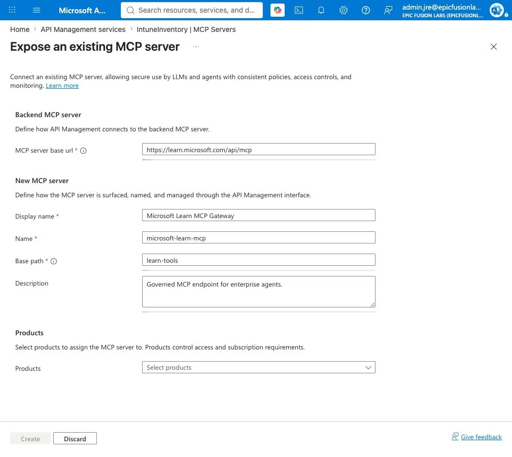 Configure an existing MCP server behind Azure API Management