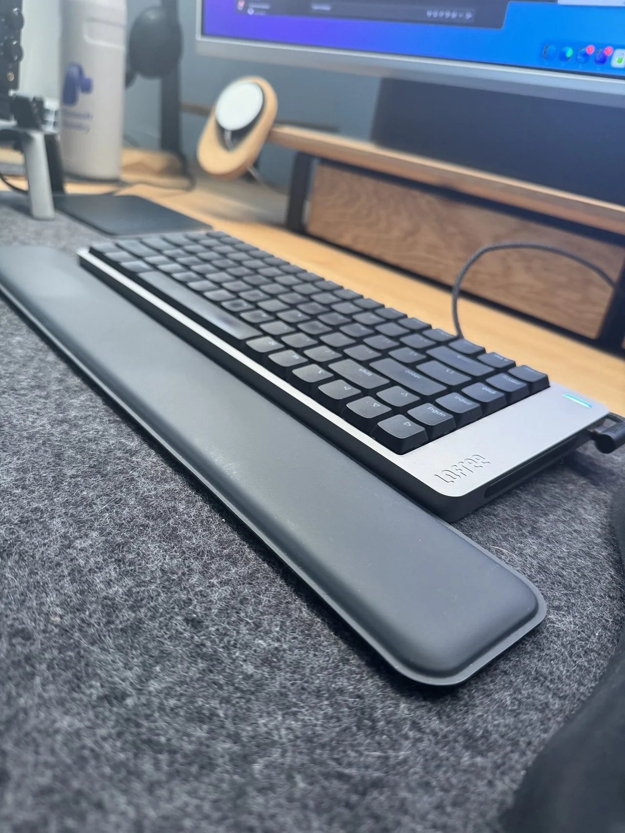 Lofree Flow keyboard on the desk mat in my desk setup 2026