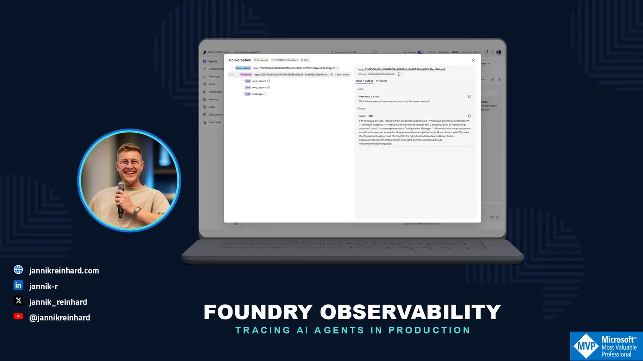 Microsoft Foundry Observability: Trace AI Agents in Production - Jannik Reinhard