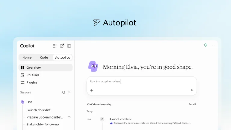 Microsoft official preview image showing Copilot Autopilot and its work overview
