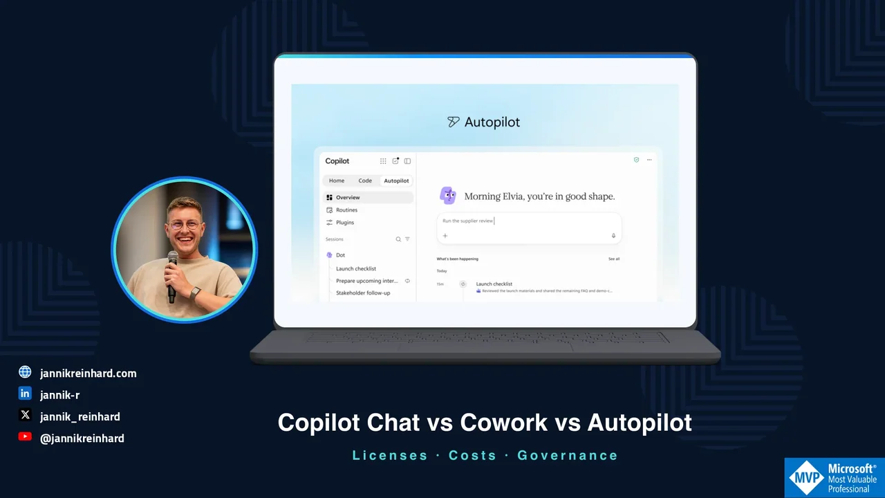 Copilot Chat vs Cowork vs Autopilot: Jannik Reinhard with Microsoft’s official Autopilot preview in the laptop