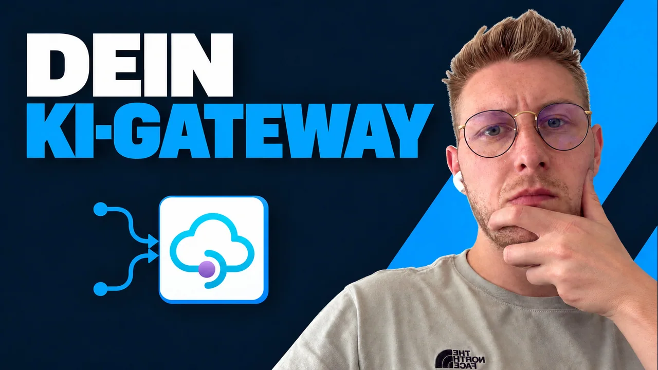 Azure AI Gateway: Jannik Reinhard beside API Management and routing symbols, with the title Dein KI-Gateway.