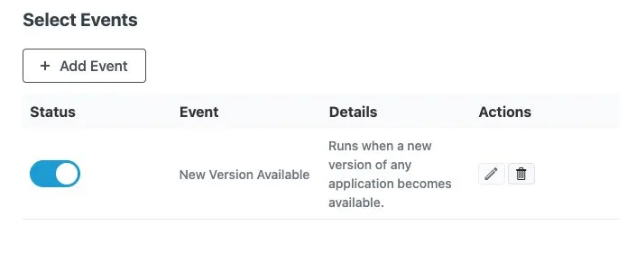 Recast Cloud Update-Prozess mit aktiviertem Ereignis New Version Available